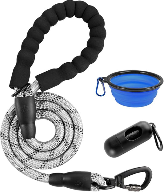 BARKBAY Dog Leashes for Large Dogs Heavy Duty Dog Leash 4/5/6 FT with Comfortable Padded Handle and Highly Reflective Threads for Medium Large Dogs Walking Training Running (4FT-1/2'',Gray)