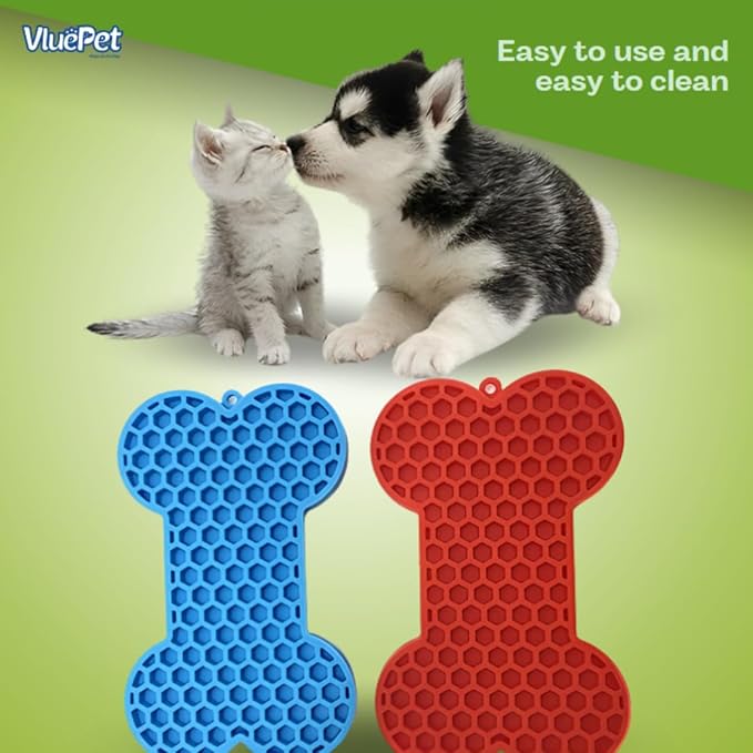 VALUEPET | Dog Lick Mat - Silicone Lick Mat for Anxiety Relief - Slow Feeder Licking Pad for Butter, Yogurt, & Peanut - Suitable for Dog Training, Boredom Reducer, Bathing & Grooming - Bone - 6.6 Inch