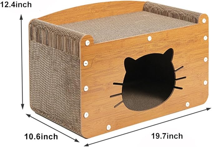 Cat Scratcher Cardboard House, Kitten Scratching Pad Lounger Bed, Kitty Small Animals Play, Rest, Sleep, Scratch Post Box, Durable Board Entertain Feline Friends Yet Prevent Furniture Damage