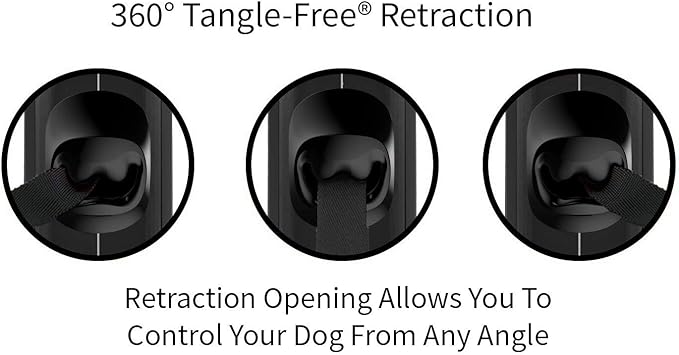 TUG Monochrome Tiny 360° Tangle-Free Retractable Dog Leash | Cat Leash | 10 ft Strong Nylon Tape (Tiny, Black)