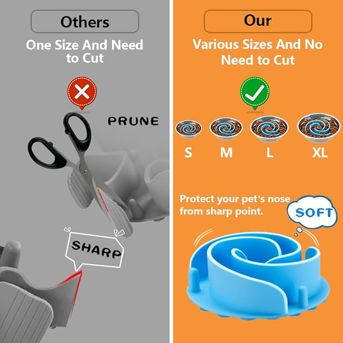 Slow Feeder Dog Bowls Insert, Animire Soft Silicone Slow Eating Dog Food Bowl for Small, Medium and Large Dogs, Compatible with Regular and Elevated Bowls