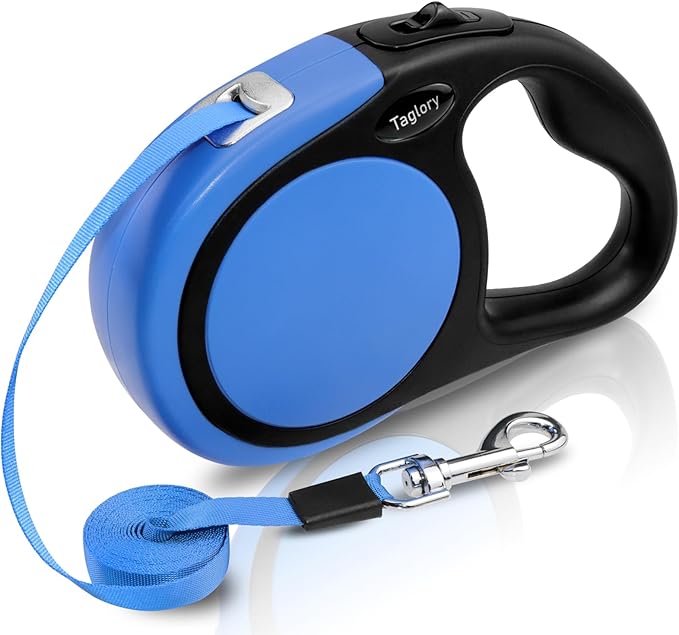 Taglory Retractable Dog Leash, 16ft No Tangle Leash Retractable for Small Medium Dogs Up to 44 lbs, One-Handed Brake, Pause, Lock, Blue
