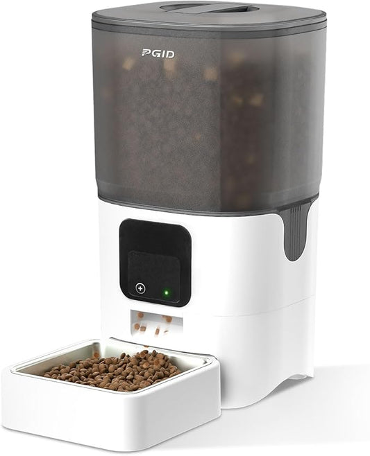 Automatic Cat Feeder with Camera, 1080P HD Video with Night Vision, 2.4G WiFi Pet Feeder for Cat & Small Dog, 2-Way Audio & Meal Call Pet Food Dispenser, Motion Capturing Auto Dog Feeder 6L