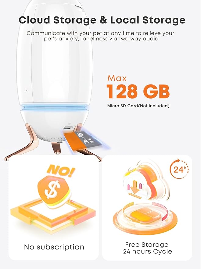 Dog Camera with Treat Dispenser, 2K 330° View Pet Monitor with Phone App, Night Vision, 2.4 &5G WiFi, Interactive 2-Way Audio Speaker, Motion Detection, Smart Home Indoor Cam, No Subscription Fee