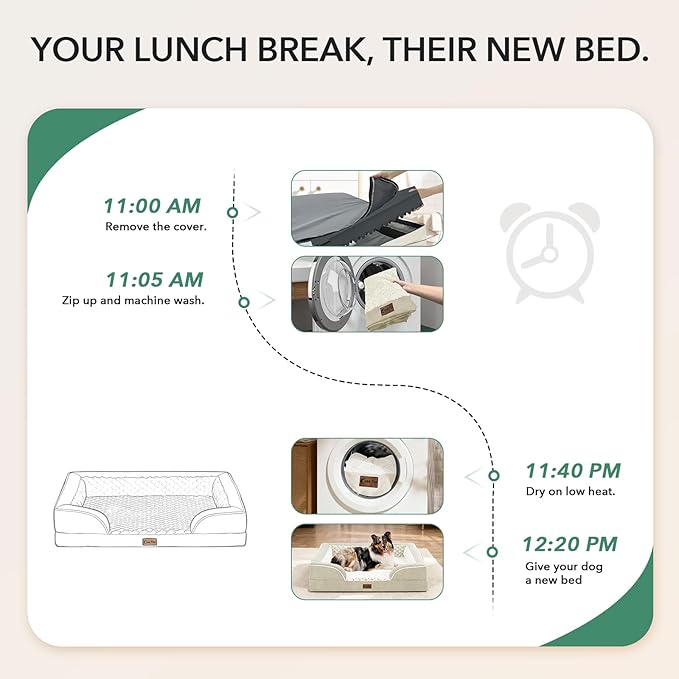 Orthopedic Dog Beds for Large Sized Dogs, Waterproof Memory Foam Large Pet Bed with Sides 36x27Inch, Non-Slip and Egg-Crate Foam Big Dog Couch Bed with Removable Washable Cover, Beige