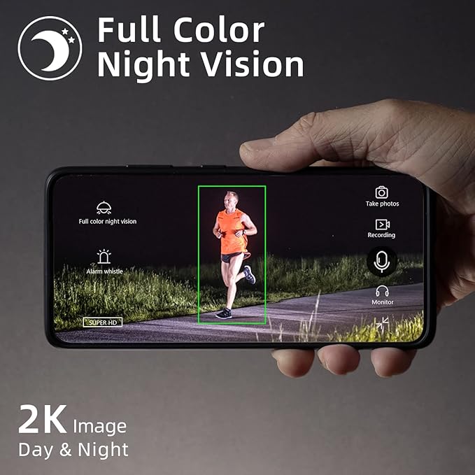 3MP Solar Power Security Camera Outdoor, Solar Surveillance Camera with Color Night Vision, 2 Way Audio, Spotlight & Siren, Compatible with Alexa, No Monthly Fee, AI Detection, IP65 Waterproof