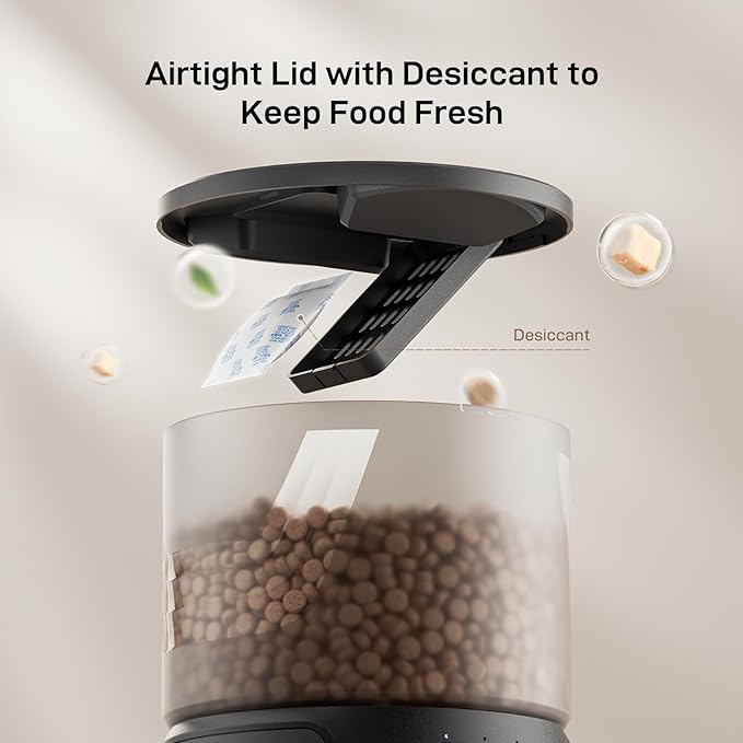 Automatic Cat Feeder: 3L Auto Food Dispenser with Timed Feeding| 6 Meal Programmable& 1-20 Portion Precise Control- Easy to Clean & Setup for Cat Indoor| Desiccant Bag Keep Food Fresh