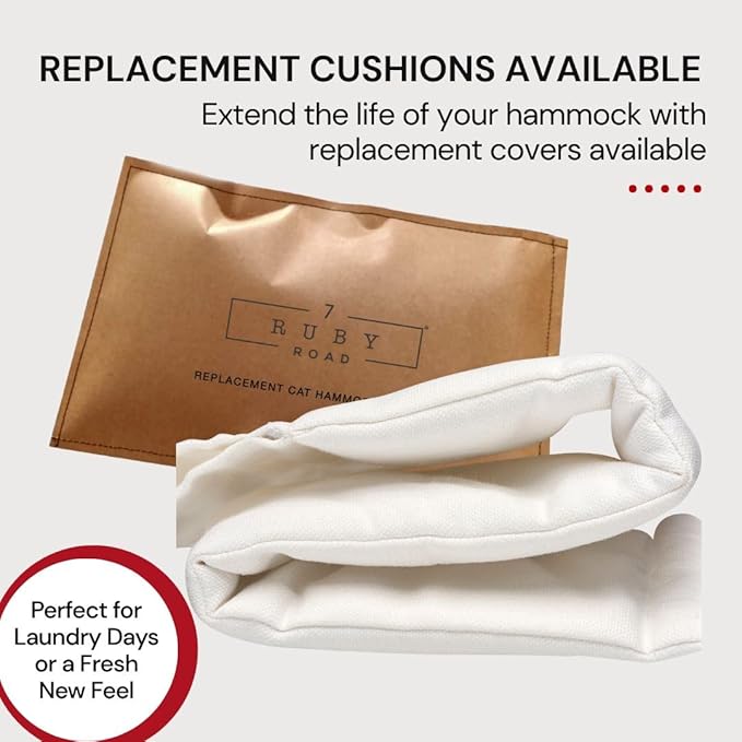 7 Ruby Road Cat Hammock Wall Mounted Shelf with Two Steps Set - Wall Shelves and Perches for Sleeping, Playing, Climbing and Lounging - Modern Cat Bed & Furniture for Indoor and Large Cats or Kitty