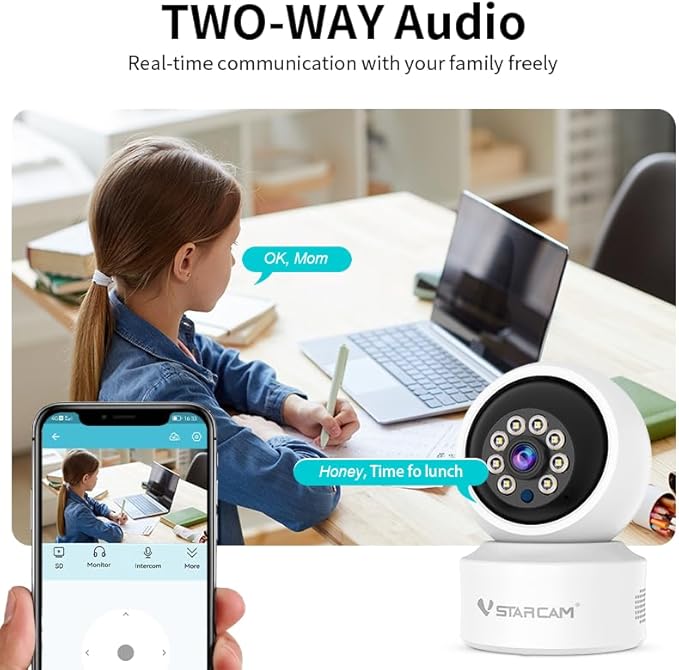 VSTARCAM Indoor Security Camera, Wireless Cameras for Home Security with Color Night Vision, 1080P HD, AI Motion Detection, 360° View Pan/Tilt, Two-Way Audio, Cloud Storage 05