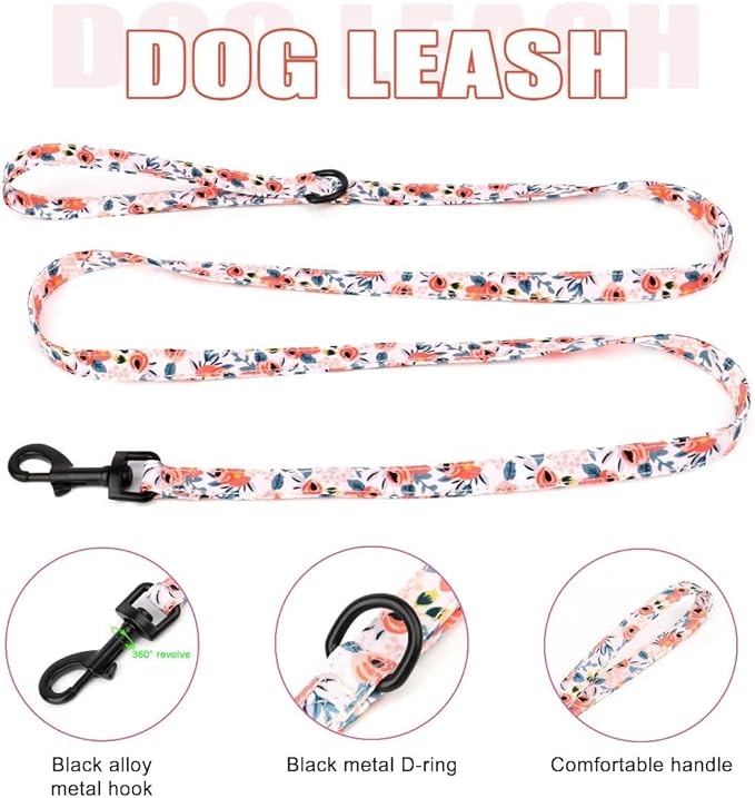 Beirui Cute Girl Dog Collars, Harnesses & Leashes Set - Adjustable Dog Collar and Leash Set with Flower - Soft Mesh Dog Vest Harness for Puppies Small & Extra Small Dogs Cats (Orange,XXS)