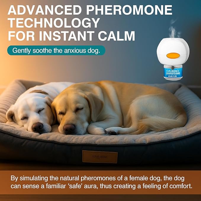 Dog Calming Home & Travel Kit – 2 Plug-in Diffusers + Adjustable Dog Collar, Gentle Non-Drug Support to Help Dogs Feel More at Ease Indoors & Outdoors – Daily Comfort for All Breeds