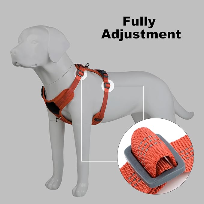 Plutus Pet No Pull Dog Harness, Release at Neck, Soft Padded, Reflective Adjustable Dog Vest Harness for Small, Medium, Large Dogs(Orange, XL)