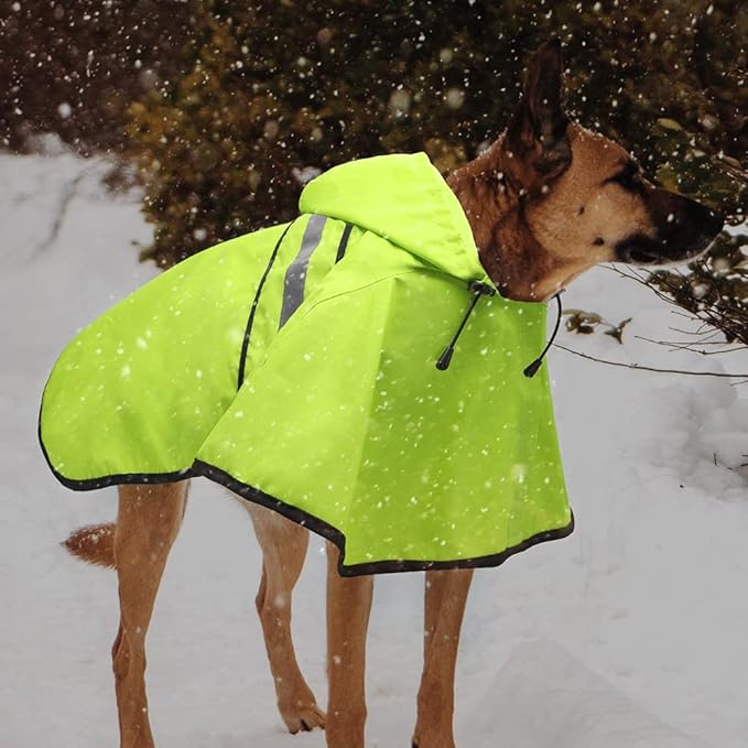 Candofly Reflective Dog Raincoat - Waterproof Dog Rain Jacket with Leash Hole, Hooded Doggie Ponch Rain Coat for Dogs (Green, XX-Large)