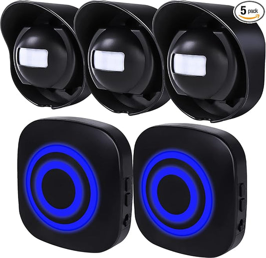 328ft Range Wireless Driveway Alarm Outside Weather Resistant Motion Sensor Alarm Security Alert-Protect Outdoor/Indoor Property-2 Receiver and 3 PIR Motion Detector-38 Chimes