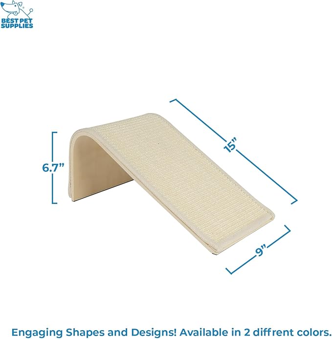 Best Pet Supplies Catify Cat Scratcher, Fun Interactive Scratchers, Posts, Poles, Claw Safe, Furniture Saver Indoor Play Support Natural Cat Behaviors Heavy Duty - Ramp (Cream)