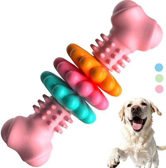 Puppy Chew Toys for Teething, Indestructible Dog Chew Toys for Aggressive Chewers - Small & Medium Breeds, Tough Rubber Bone Puppy Toys to Keep Them Busy & Relieve Anxiety