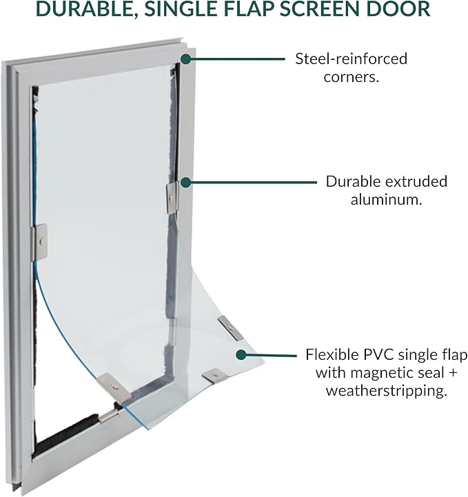 Elbert Mountain Pet Door - Universal Screen Model | Cat & Dog Door for Screen Porches, Sliding Doors & Windows | Magnetic-Seal Flap | Bug-Proof Heavy-Duty Frame