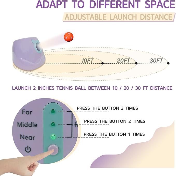 ptlsy Automatic Dog Ball Launcher - Interactive Puppy Pet Indoor Thrower for Small & Medium Dogs, 3 Balls Included (2 inch, Purple)