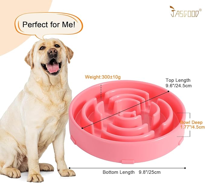 Slow Feeder Dog Bowls for Large Dogs Anti-Chocking Slower Feeder Dog Puzzle Bowl Pet Slow Eating Interactive Bloat Stop Dog Food Bowl JASGOOD,Pink,Large