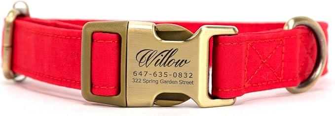 Personalized Dog Collar with Name and Phone Number Engraved,Adjustable Custom Puppy Collar,Organic Cotton Pet Collar for Small Medium Large Boy Girl Dogs
