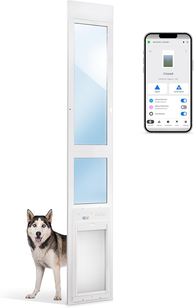 Power Pet Automatic ROLL UP Door by High Tech Pet Brand - Motorized Panel Rolls Up - Pet Operated - Remote App Control - 24/7 Exit & Entry Timers (Patio Tall - 92½-96, Large)