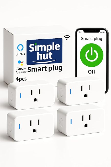 Compact Smart Plug, Works with Alexa & Google Assistant, Smart Life App & Voice Control, Energy Monitoring with Timer & Scheduling, 2.4 GHz WiFi Outlet, 4-Pack