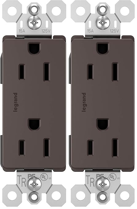 Legrand - Pass & Seymour Radiant Tamper Resistant Outlet, Dark Bronze Power Outlet, 15 Amp Wall Outlet, 885TRDBCC12, 1 Count (Pack of 2)