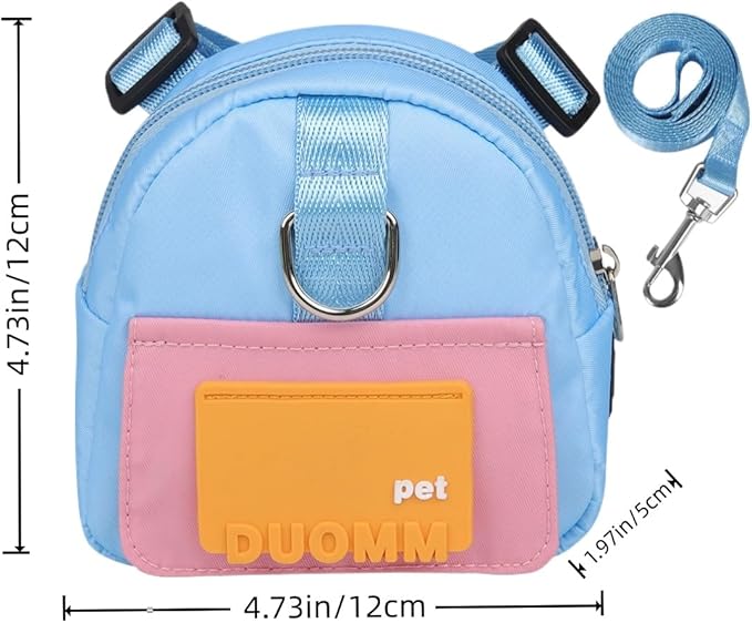 Dog Backpack Strap Leash,Dog Harness with Poop Bag Dispenser,Adjustable and Waterproof,Dog Hiking Backpack,Suitable for Travel and Daily Walks (Blue, S)