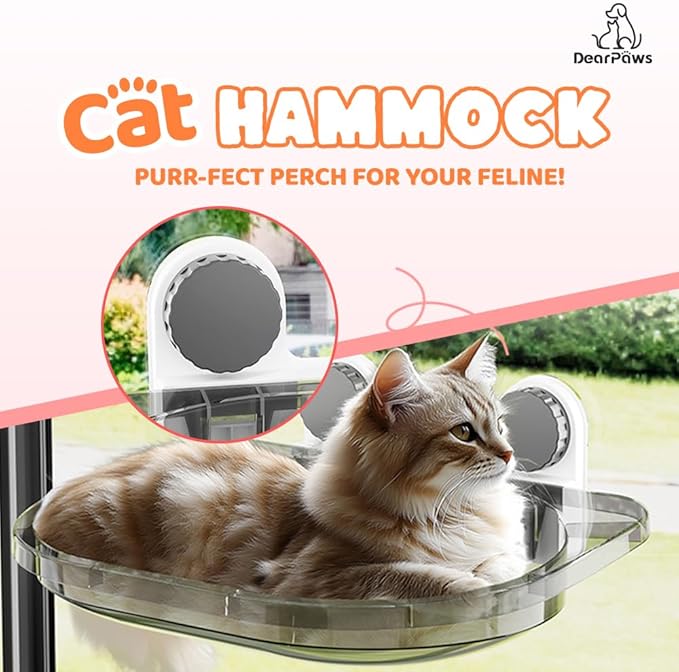 3-in-1 Cat Toy and Cat Window Perch, Window-Mounted Hammock with Scratching Board, Interactive Teaser Wand, Smart Ball with LED Lights