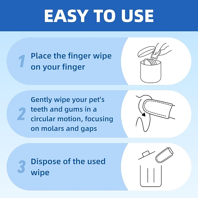 No-Rinse Dog Teeth Cleaning Wipes - Cat & Dog Fresh Breath Pet Dental Finger Wipes, Dog Toothbrush Dental Wipes to Easy Remove Plaque & Tartar, Gently Cleans Discharge (XL-50PCS, Honey)