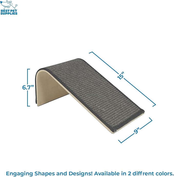 Best Pet Supplies Catify Cat Scratcher, Fun Interactive Scratchers, Posts, Poles, Claw Safe, Furniture Saver Indoor Play Support Natural Cat Behaviors Heavy Duty - Ramp (Gray)