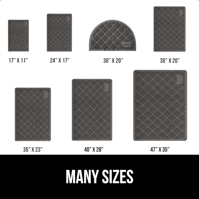 GORILLA GRIP Cat Litter Box Mat, 35x23, Water Resistant, US Designed Kitty Litter Trapping Mats, Easy to Clean, Scatter Control, Less Mess and Clean Floors, Kitten Supplies for Indoor Cats, Dark Gray