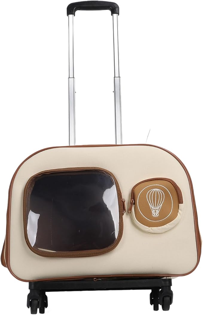 Pet Trolley Case, HardSided Carriers Pet Backpack Soft Lined Roller Bag Outdoor Dog Crate for Travel Hiking Camping Trolley Case, Large Capacity Wheeled Portable