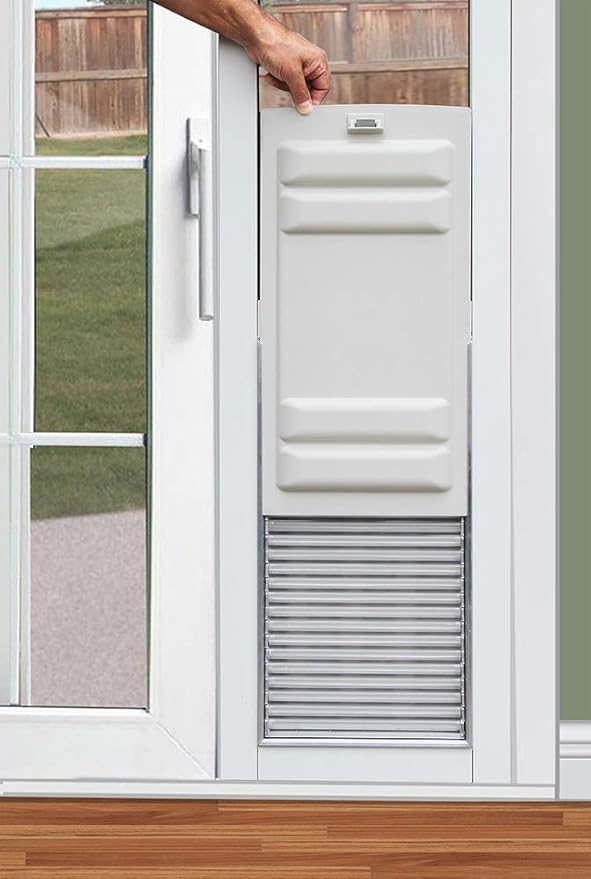 Armor Flex Air Tight Aluminum Frame Low-E Patio Pet Doors - High Tech Pet - Dog Door - Cat Door - Sliding Glass Patio Door Installation - Medium Pet - Extra Tall Sliding Glass Door Height - AF1-STE-M