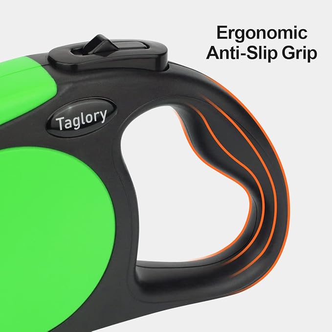 Taglory Retractable Dog Leash, 16ft No Tangle Leash Retractable for Medium and Large Dogs Up to 100 lbs, One-Handed Brake, Pause, Lock, Green