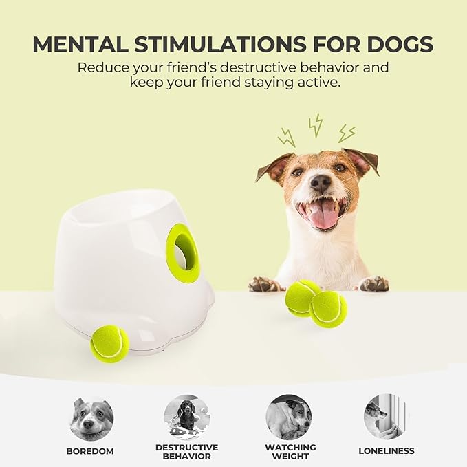 ALL FOR PAWS Automatic Ball Launcher for Dogs Interactive Puppy Pet Ball Indoor Thrower Fetch Machine, 3 Balls Included (2 inch) for Small to Medium Dogs