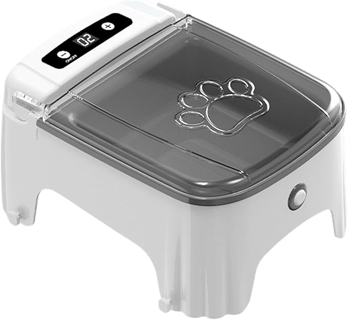 Pet Food Dispenser - ABS Automatic Cat Feeder, Smart Dog Feeder, Rechargeable 2000mAh Battery | Electric Timer Controlled Portioning Bowl with Sensor Lid for Dry Food Feeding Cats Kittens Puppies