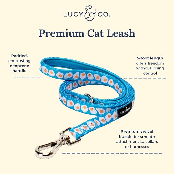 Lucy & Co. Eggcelent Step-in Cat Harness & Leash Bundle – Reflective, Breathable & Adjustable Harness for Cats, Kittens & Small Dogs, Lightweight & Secure and Dual Leash Clips – X-Small