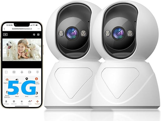 3MP Indoor Security Camera, 5G WiFi 360° Pan/Tilt Home Cameras for Baby Monitor/Pet/Elder/Kids/Bedroom, Auto-Focus and Zoom,Motion Tracking,2-Way Audio,Siren,3 Night Vision,Cloud&SD Card