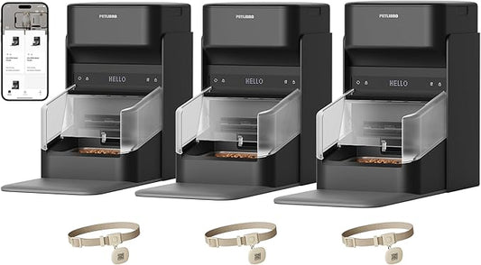 PETLIBRO RFID Automatic Cat Feeders for 3 Cats, Collar Sensor for Personalized Meals, Cats Recognition, Diet Tracking and Anti-Stealing for Multi-Pets Homes and Different Diets, WiFi Food Dispensers