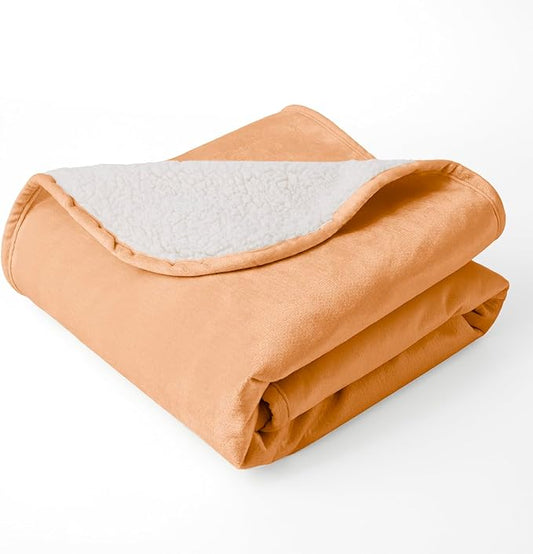 Waterproof Dog Blankets for Large Dogs, Washable Pet Blanket for Indoor Cats, Plush Sherpa Puppy Throw Furniture Protector for Bed Couch Sofa(40"x50",L,Orange)