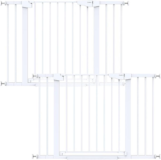 Cumbor 2 Pack 29.7-46" Baby Gate for Stairs, Mom's Choice Awards Winner-Auto Close Dog Gate for doorways, Easy Install Pressure Mounted Pet Gates indoor, Easy Walk Thru Wide Safety Gate for Dog, White