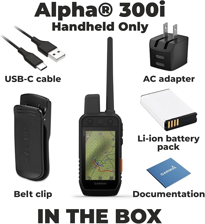 Wearable4U - Garmin Alpha 300i Advanced Dog Tracking and Training Handheld with inReach Technology with E-Bank Bundle