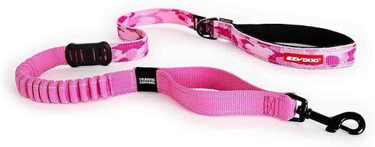 EzyDog Zero Shock Dog Leash - Shock Absorbing Bungee Leash for Dogs That Pull or Excite - Dual Handle and Reflective for Large, Medium, or Small Dogs (48-Inch, Pink Camo)