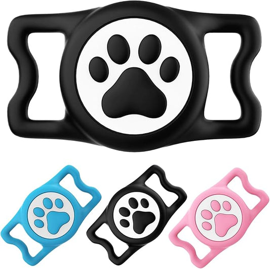 4 Pack- IPX8 Waterproof Airtag Dog Collar Holder for Apple Air Tag, Silicone Dog Airtag Holder for Dogs,Anti-Scratch GPS Case for Apple Airtag, Durable Cover for Pet Collar