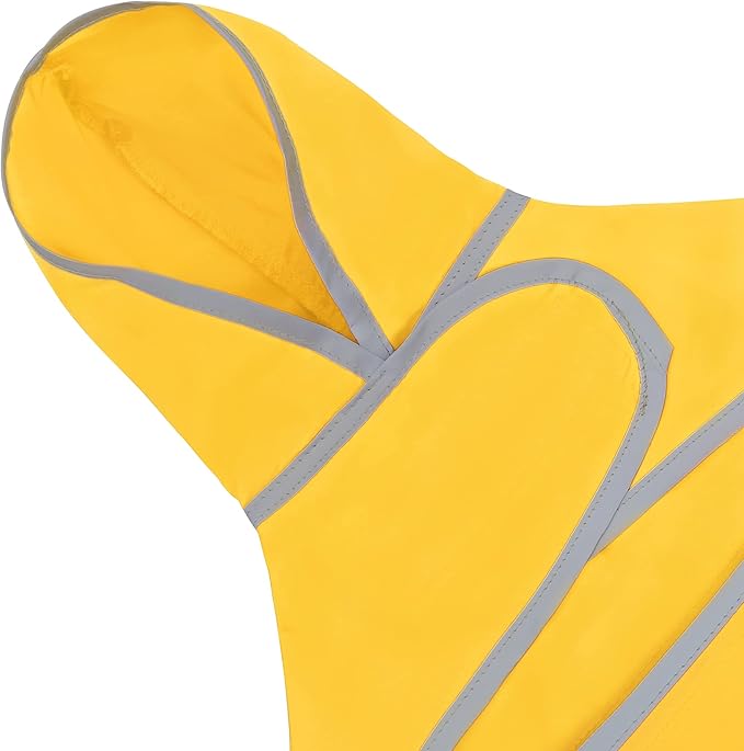 Dog Raincoats for Large Dogs Waterproof Hooded Rain Jacket with Reflective Strips Leash Hole & Poncho Adjustable Fit (Yellow,XXL)