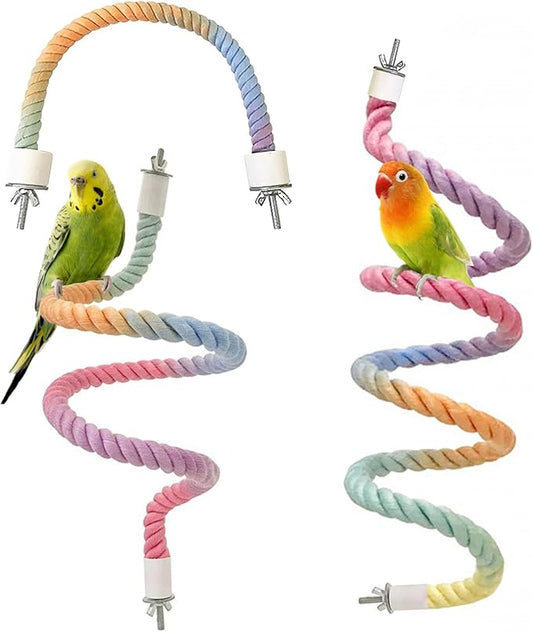 3pcs Gradient Colorful Bird Rope Perch Stand,Bird Cage Climbing Rope Toys Accessories,Bendable Climbing,Parakeet Lovebirds Cockatiels Budgies Play (15.7'',23.6'',39.3''B2)