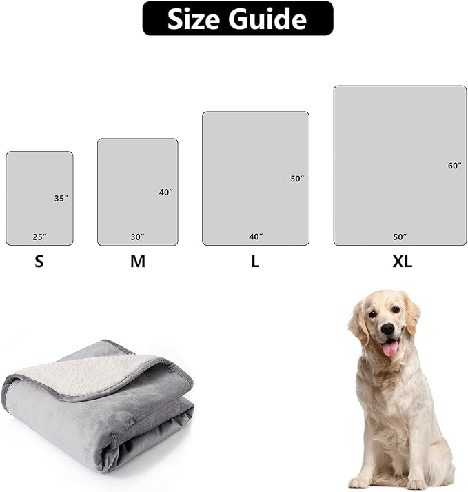 Waterproof Dog Blanket for Small Dogs, Washable Pet Blankets for Indoor Cats, Plush Sherpa Puppy Throw Furniture Protector for Bed Couch Sofa(25"x35",S,Darkgrey)