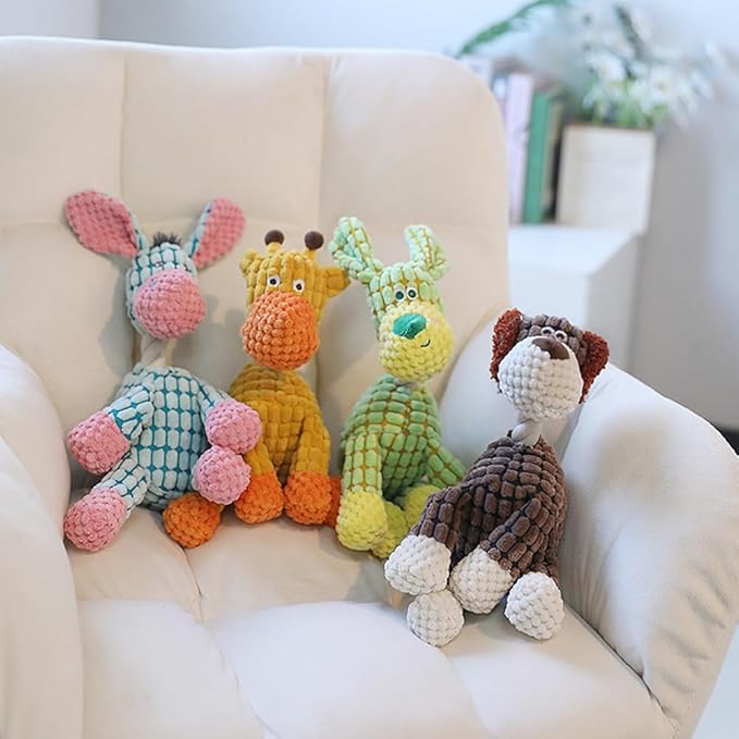 Indestructible Dog Toys,2026 New Dogs Plush Toy for Aggressive Chewers,Stuffed Toys Dogs Squeaky Durable Chew Toy for Indoor Pups Teething (Brown Dog/2pcs)