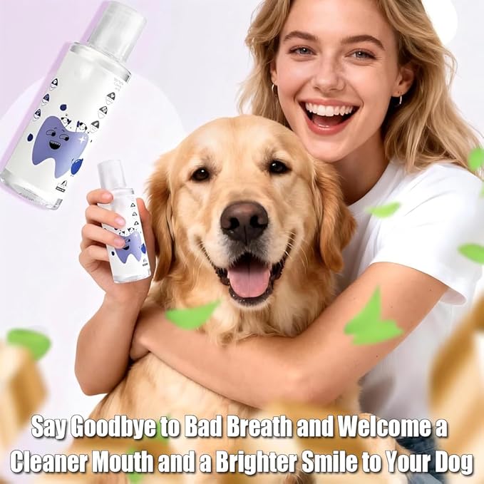 Dental Water Additive, Specialized Dental Care Formula, Fresh Dental Water Additive for Dogs, Natural Flavorless Teeth Cleaning Mouthwash, Freshen Dog Breath, Promote Healthy Gums(2PCS)